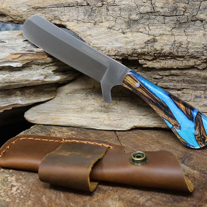 WHISKEY BENT HAT CO. Bullcutter 2 Fixed Blade Knife 440C Stainless Steel 3 Blade w/Leather Sheath (Spring Branch)