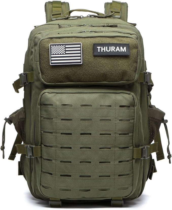 50L Tactical Military Backpack Waterproof Sturdy Bag for Hiking Camping Fishing Gym Backpack with Bottle Holder (Green)