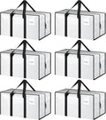 6 Pack Extra Heavy Duty Large Moving Bags with Strong Zipper &amp Comfortable Handles Sturdy &amp Durable Clothes Storage Bags Totes Bins Packing Moving Boxes for College Supplies White