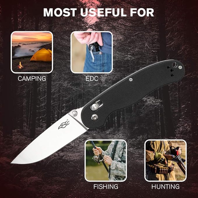 Firebird GANZO FB727S-CA Folding Pocket Knife 440C Stainless Steel Blade G10 Handle with Clip Hunting Fishing Outdoor EDC Knife (Camouflage)