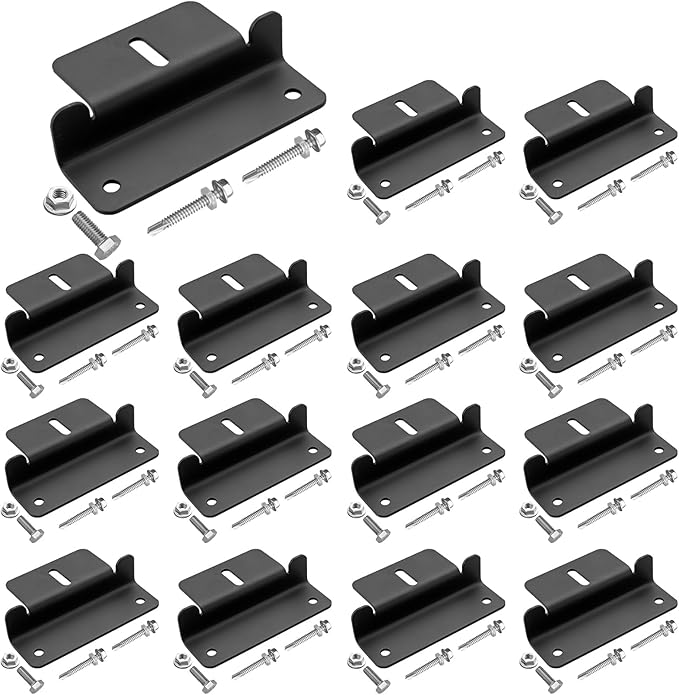 Anbte 16PCS Solar Panel Mounting Z Brackets Aluminum Solar Panel Mounting Bracket 304 Stainless Steel Screws Stable Rust - Resistant Easy Install for Roof RV Boat Yacht Black