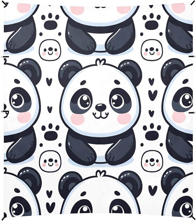 ALAZA Cute Cartoon Panda Beach Tent Sun Shelter UPF50+ Protection Beach Shade Canopy w/ 4 Sandbags for Outdoor Camping Fishing Backyard Fun Picnic 10x9 ft