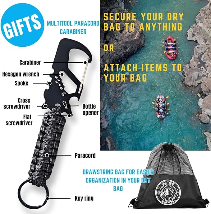 TACTIKO 30L Heavy-Duty 100% Waterproof Backpack Roll Top Dry Bags for Kayaking Hiking Camping Survival