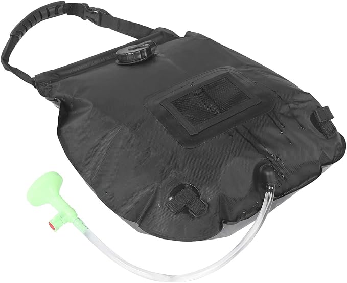Outdoor 20L Solar Power Shower Bag Portable Sun Heated Bath Bag for Camping 5 Gallon PVC Shower with Temperature Indicator and Shower Head for Hiking Boating Travel