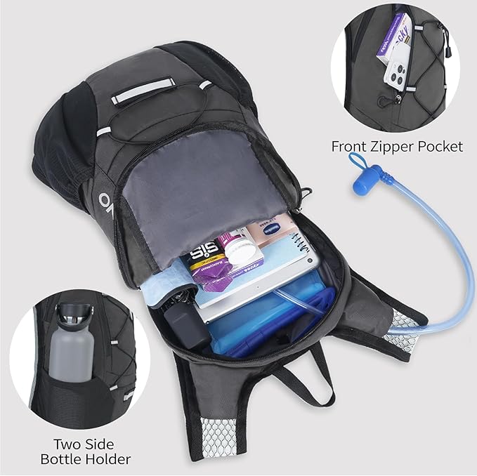 Lightweight Hydration Backpack Running Backpack with 2L Water Bladder Hydro Water Daypack for Cycling Hiking Rave for Men Women