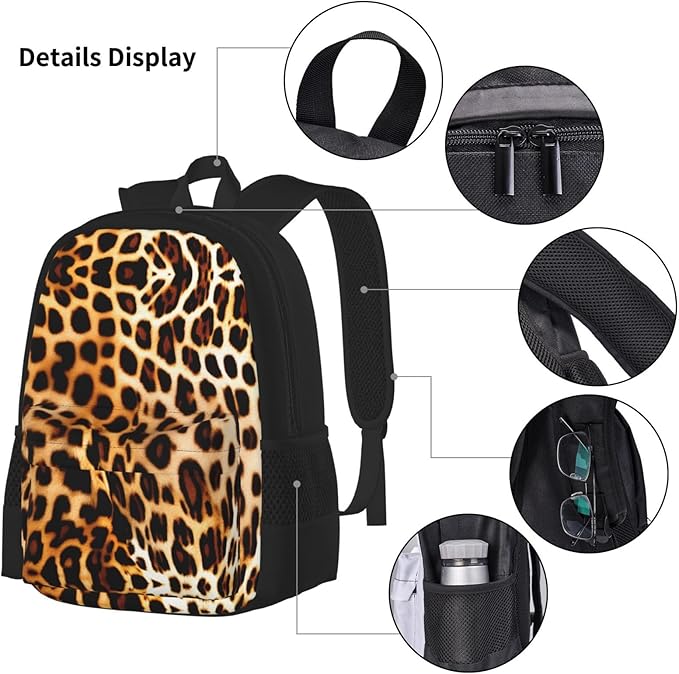 3pcs Backpack Sets Leopard Animal Print Printed Backpacks Set With Lunch Bag Pencil Pouch
