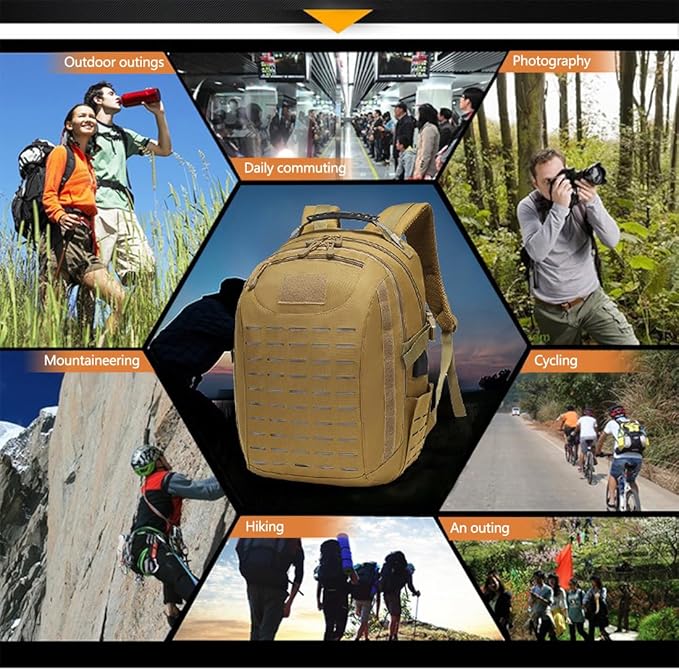 Military Tactical Backpack for Men Military Molle Pack Daypack 3 Day Assault Pack Rucksack Bag (Mud Color)