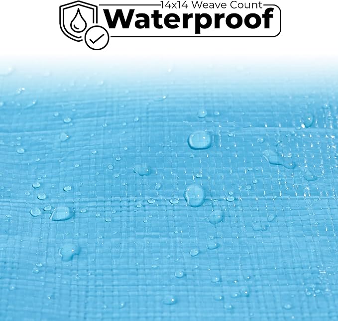 Tarps Heavy Duty Waterproof 16x20-12 mil Thick Camping Tent - Blue Tarp 16x20 UV Resistant Rip &amp Tear Proof with Metal Grommets – Multipurpose Use for Camping Tent Boat RV Car &amp Pool Cov