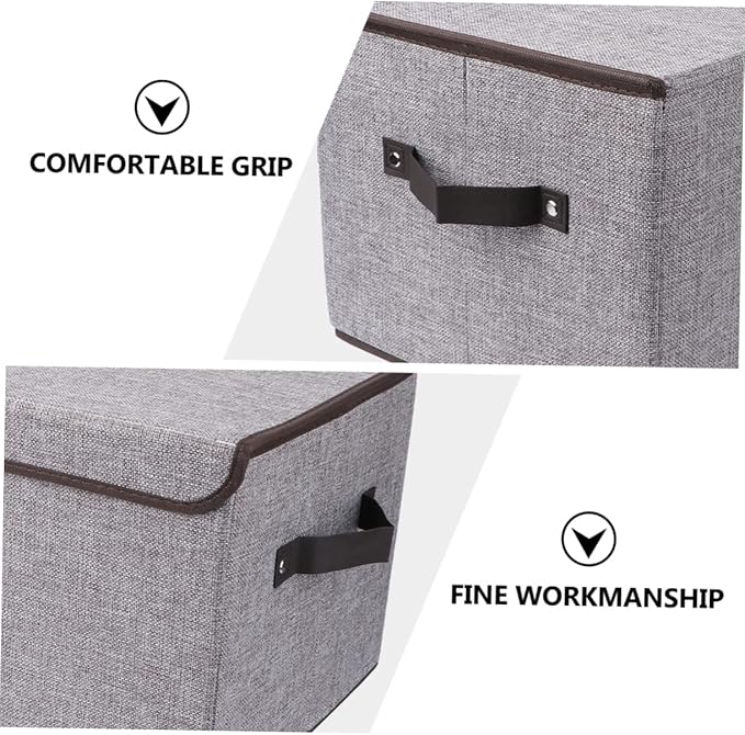 Foldable Storage Bin Double Lids Cotton Linen Organizer for Home Office Nursery Capacity Storage Box Handles for Toys Clothes