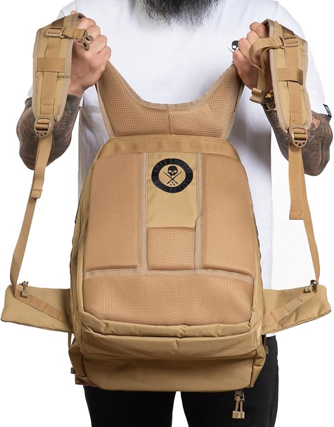Sullen Blaq Paq Tactical Tattoo Art Lifestyle Travel Bag Backpack Military Style - Desert Sand