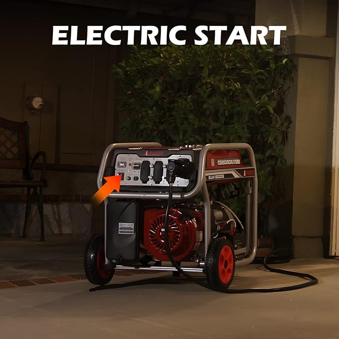 A-iPower SUA12000E 12000 Watt Portable Generator Heavy Duty Gas Powered With Electric Start For Jobsite RV and Whole House Backup Emergency