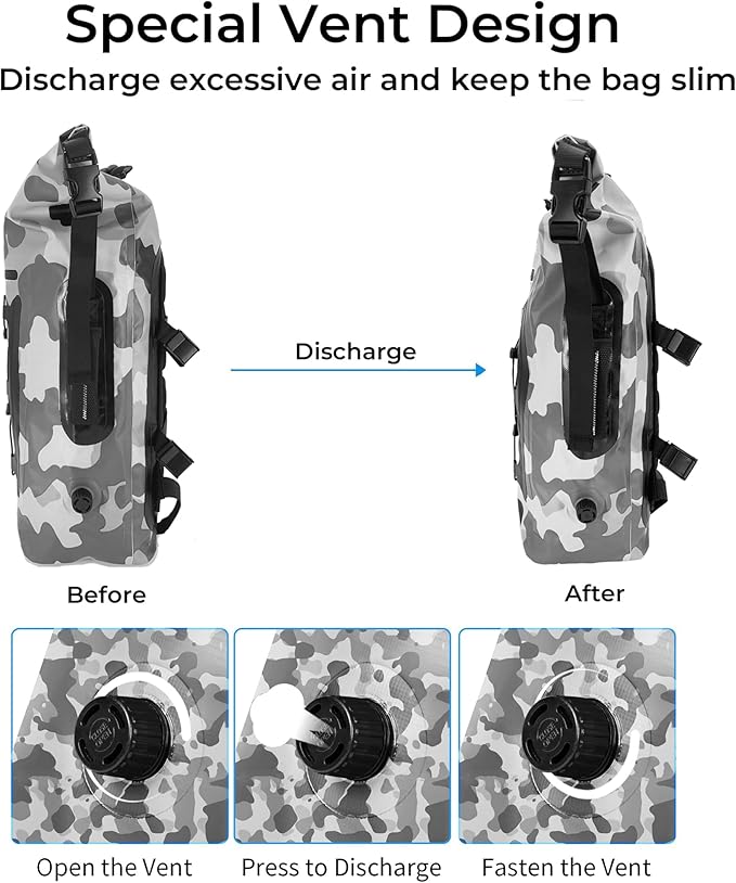Waterproof Backpack for Men and Women - Roll-Top Floating Dry Bag Backpack for Kayaking Rafting Boating Beach (Black)