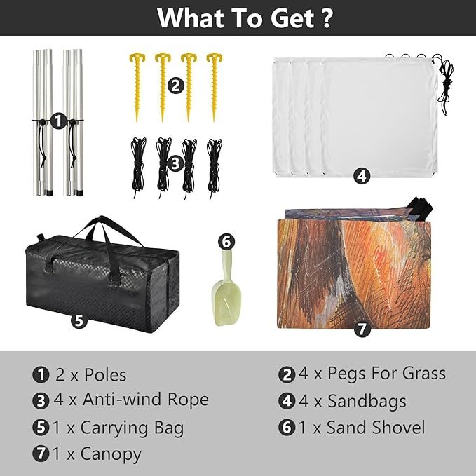ALAZA Horse Head Crayon Drawing Beach Tent Sun Shelter UPF50+ Protection Beach Shade Canopy w/ 4 Sandbags for Outdoor Camping Fishing Backyard Fun Picnic 10x9 ft