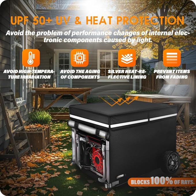 Generator Covers While Running 32x24x24 inch Generator Cover 900D+210D Heavy Duty Waterproof Top Can Be Opened for Refueling. All-weather Generator Protective Cover.Black