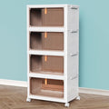 CTSNSLH 4 Tier Plastic Storage Bins and Boxes Organizer - Stackable with Lids for Bedroom Living Room Office - Foldable Containers