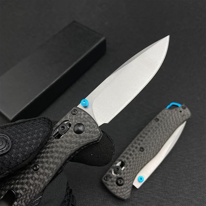 HUAAO EDC Knife with 8Cr13MoV Blade Carbon Fiber Handle Folding Pocket Knife with Belt Clip for Camping