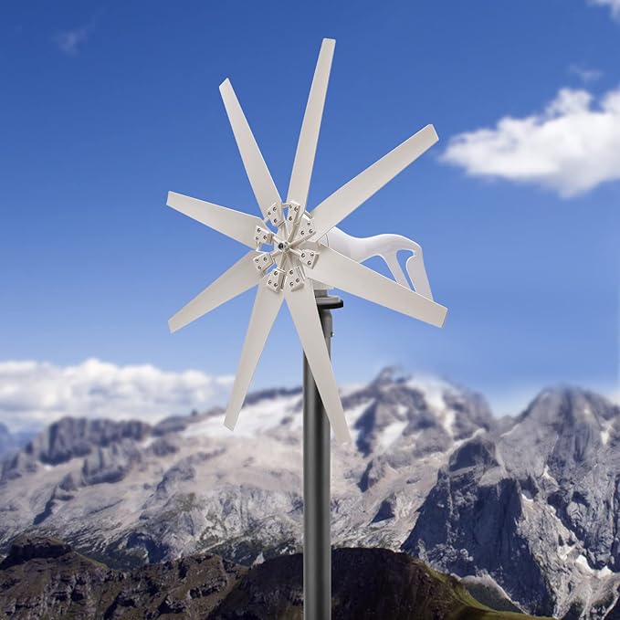 Wind Turbine Generator 600W Charge Controller Wind Generator Kit 12V Wind Turbine Machine 8 Blade Wind Power Generator Wind Power Tool for Boats Homes RVs Cabins Hybrid Solar Wind System