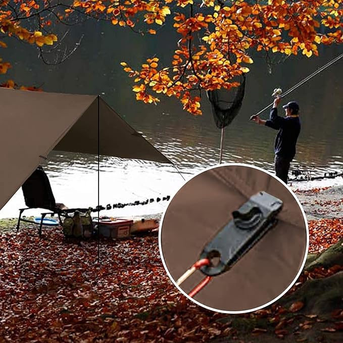 KALINCO Camping Tarp Waterproof 10X12FT Hammock Rain Fly Tarp Tent Multifunctional Tent Footprint Lightweight and Compact for Backpacking Hiking (Coffee-10X12FT)