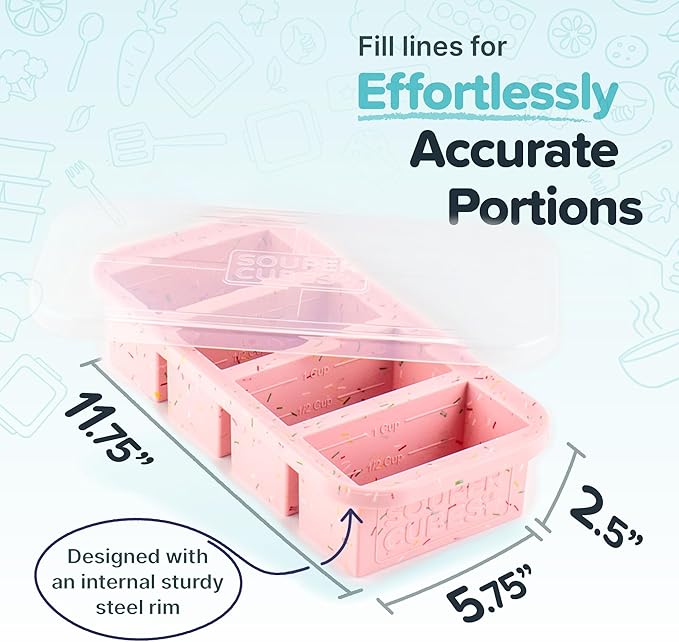 Souper Cubes 1 Cup Silicone Freezer Molds - Soup Cubes Perfect for Storing Broth Rice Leftovers and More - Silicone Freezer Trays with Lids for Meal Prep - Cotton Candy - 1-Pack