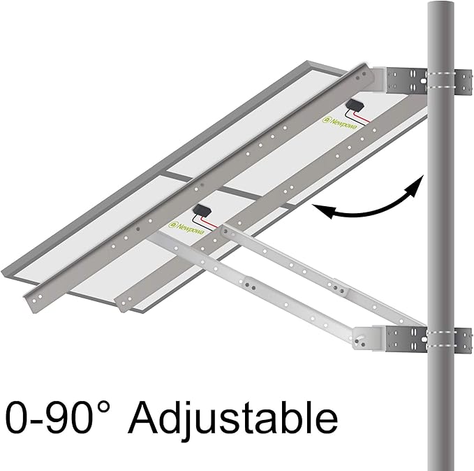 Newpowa Universal Solar Panel Double Arm with Support Pole and Wall Mount Bracket 0-90° Tilt Angle up to 400W/55.51 Width