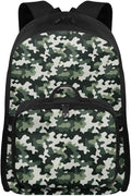 Backpack for Men Green Camouflage School Bag with Lunch Bag Lightweight Bookbag with Detachable Lunchbox for Travel Outdoor Casual Daypack