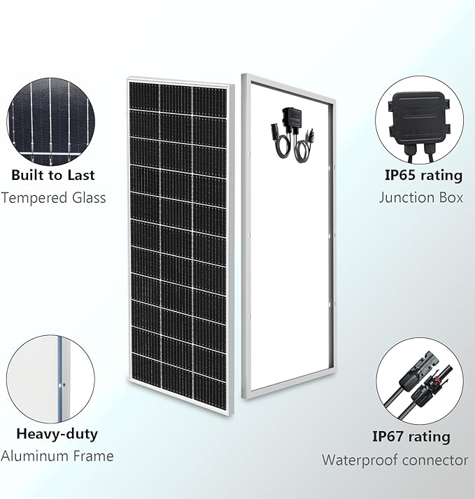 200 Watt 12Volt/24Volt Solar Panel Starter Kit 2PCS 105W Monocrystalline Module 20A Charge Controller for RV Boats Trailer CamperCabin Off-Grid System(200W Solar kit)