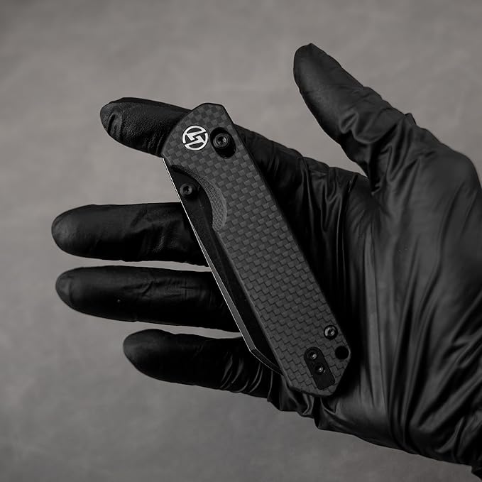 OLITANS G062 Folding Knife for EDC 14C28N Steel Blade Pocket knife Crossbar Lock Knife for Outdoor Survival Hunting and Camping 3.28oz（G10 Carbon Fiber+Black Coating）