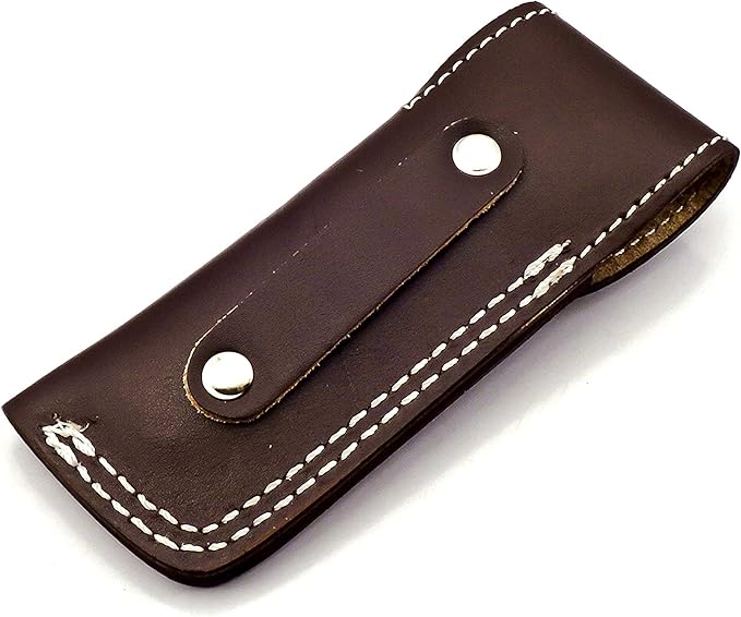 Nooraki - Handmade Damascus Pocket Knife with Pure Leather Sheath | Folding Knife Hunting Camping Multi Tool Knife With Leather Sheath Wood Handle - Gift for Men &amp Women
