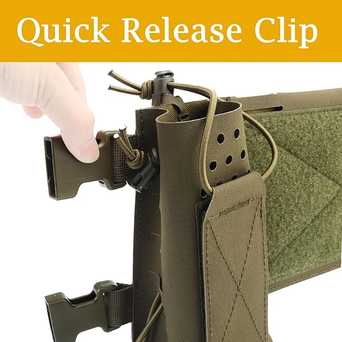 Tactical MOLLE Chest Expansion Panel With Storage Pouch Multi-Function Mission Extender Portable Organizer for Radio and Hydration(Green)