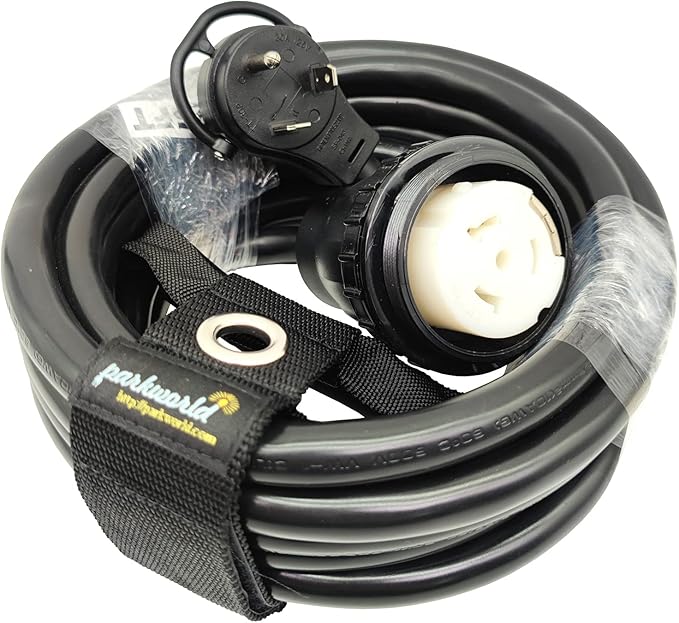 Parkworld RV 30A to Marine Shore Power 50A Extension Cord Adapter TT-30P to SS2-50R (25FT)