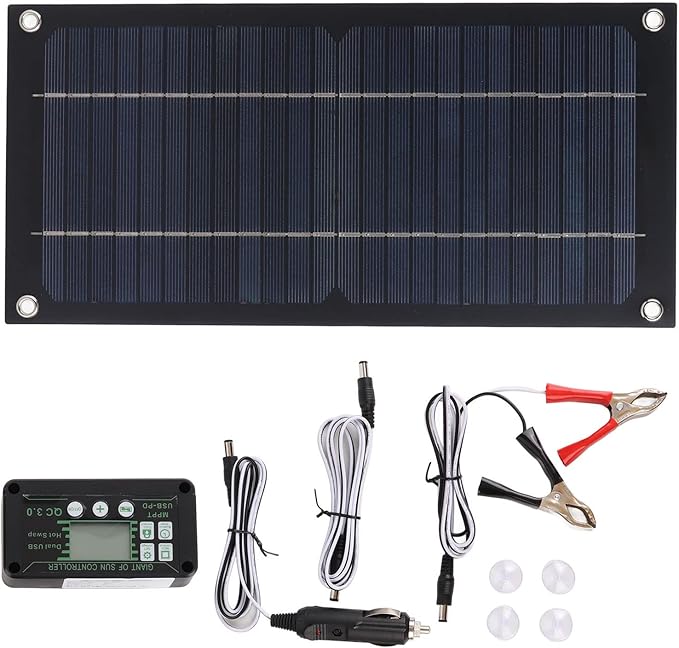 100A MPPT Solar Controller and Solar Panel Kit 600W 12V Waterproof Solar Panel Charger with Extension Cable Battery Clip Battery Charger for RV Trailer Boat Marine Camp