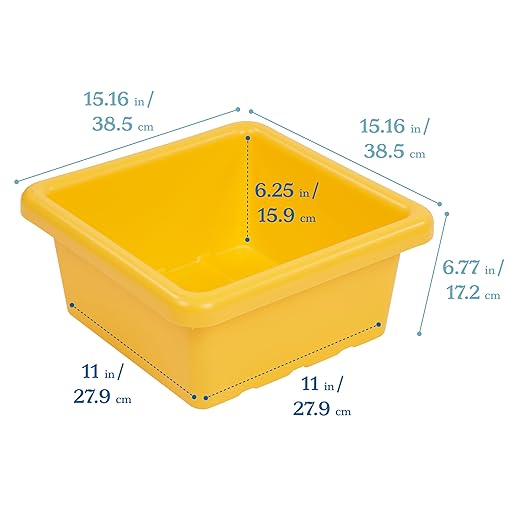 ECR4Kids Square Bin with Lid Storage Containers Yellow 2-Pack