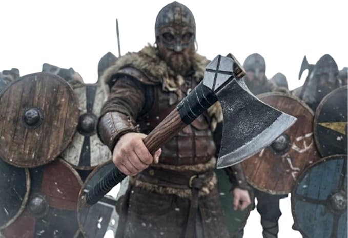 Kacha Store | Custom Handmade Viking Medieval Axes with GiftHand Axe Gifts for MenCamping TomahawkBeardedValhalla with Leather Sheath (Battle Valhalla)