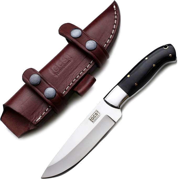 GCS Handmade D2 steel Hunting Knife G10 Handle Tactical Knife with Right Hand Cross Draw Buffalo leather Sheath for Hunting Camping Survival and EDC GCS 194
