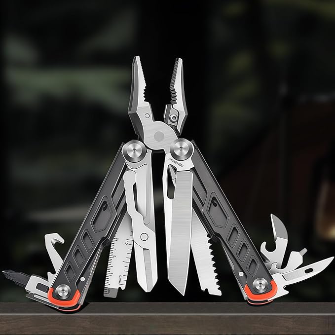 Multitool 15-in-1 Full-Size Lightweight EDC Multi-Purpose Pliers Multitools Camping Knives &amp Tools Tactical Outdoor Gear Gift Ideas for Men Gifts for Hunters Men who have Everything (Black