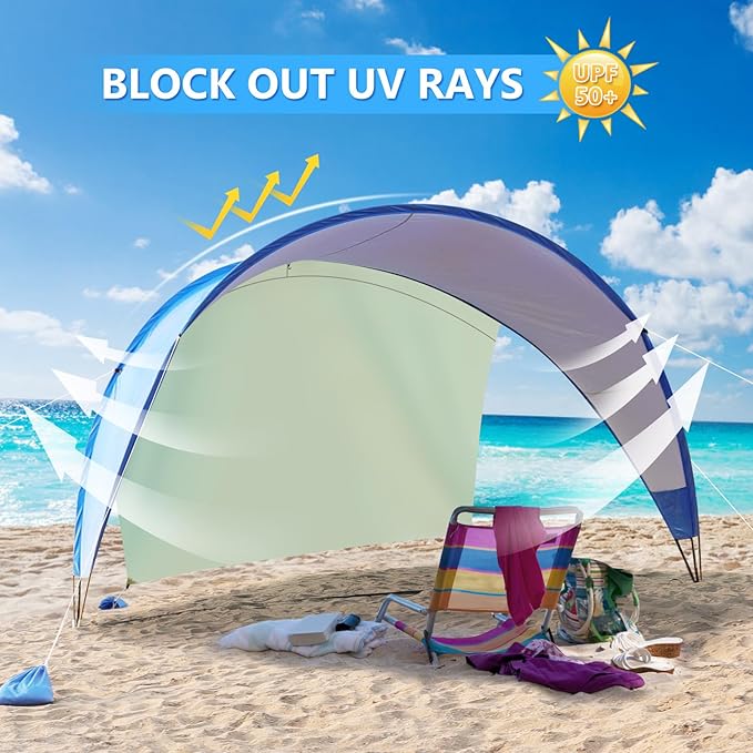 TOBTOS UPF 50+ Pop Up Beach Tent Easy Set Up Beach Umbrella Sun Shelter for 2-3 People UV Protection Portable Sunshade Baby Canopy Cabana Lightweight with Carry Bag