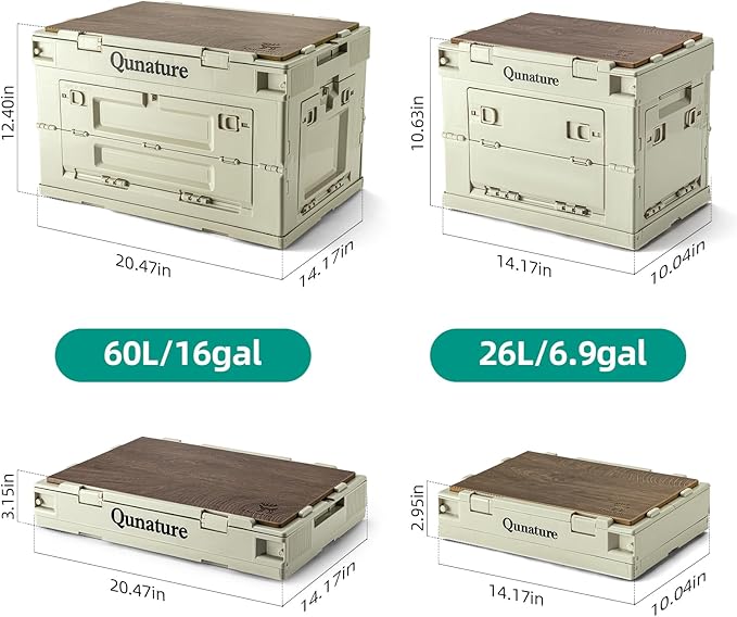 Collapsible Storage Bins with Lockable Doors &amp Removable Cutting Board26L Foldable Stackable Heavy-Duty Box for Camping Picnic Closet Garage and Moving Organization