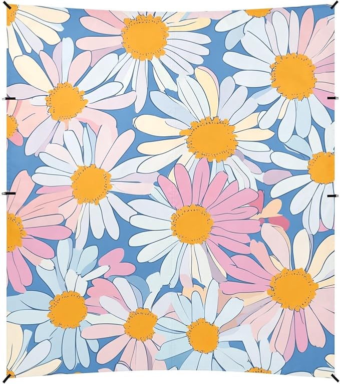 ALAZA Abstract Daisy Floral Flower Beach Tent Sun Shelter Portable Canopy Sunshade for Outdoor Camping Picnics Backyard Fun 10x9 ft