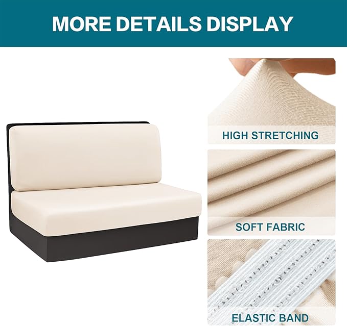 KRFOONN RV Dinette Cushion Covers Waterproof Camper Cushions Cover Replacement Couch Cushion Slipcovers Washable RV Bench Seat Covers for Travel Trailer Couch (2 Backrest Cover &amp 2 Bench Cover W0