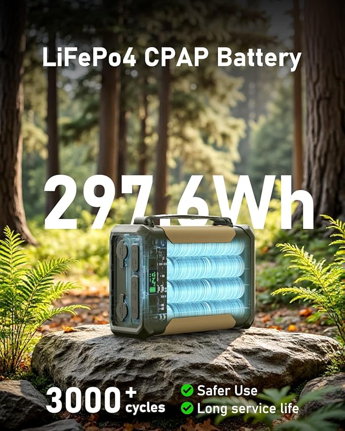 EASYLONGER ES960 CPAP Battery Backup 297.6Wh High-Capacity Power Supply (Exceeds Airline Limit) for AirSense 11/10 AirCurve10/11 AirMini DreamStation/2 – Emergency Home Camping &amp Outdoor Use