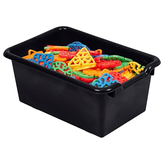 ECR4Kids Scoop Front Storage Bins Multipurpose Organization Black 10-Piece