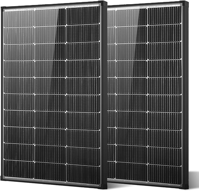 200W Solar Panel2PCS 100 watt Bifacial Solar Panel N-Type 16BB 25.6% High Efficiency 120 Watt Peak IP68 Grade A+ Cells for RV Trailer Marine Farm Rooftop Off-Grid System (Bifacial 100W*2)