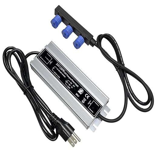 24V Adapter Compatible with Philips Hue Outdoor Low Voltage Lights 3 Output Waterproof Power Supply 120W Transformer for Lily SpotLily XL CallaPathwayImpress Pedestal
