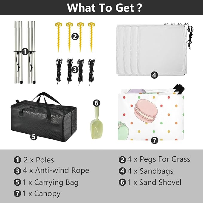 xigua Macarons Beach Tent Sun Shelter with Carrying Bag - Silver Coated Oxford Fabric Beach Canopy for Beach Camping Fishing - Includes Windproof Ropes Sandbags &amp Stakes
