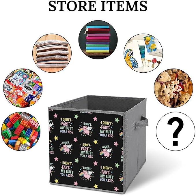 Durable Foldable Storage Boxes I Didnt My Blew You A Kiss Cute Pig Multi-Use Collapsible Bins for Closet Office Efficient Storage System