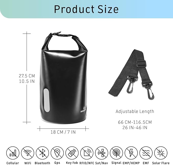 EMP Proof Faraday Bags - Black 5L Waterproof EMP Protection Faraday Bag RFID Signal Blocking Shield EMP Bag For Electronic Products Security Protect Data Devices From Hacking Tracking