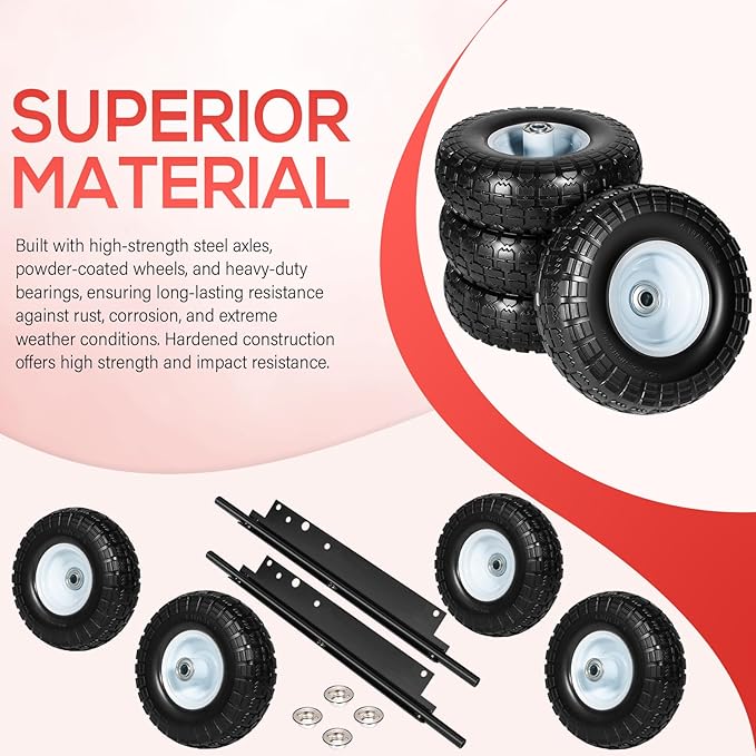 All Terrain Wheel Kit Fits for Honda EU3000is Generator Heavy-Duty Solid Never-Flat Tires Replaces for 06423-ZS9-020AH