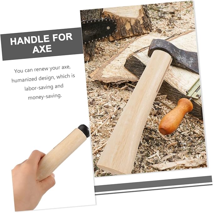 POPETPOP 2sets Axe Wooden Handle Replacement for Outdoor Activities Comfortable Grip Craftsmanship for Firewood Gardening and Camping