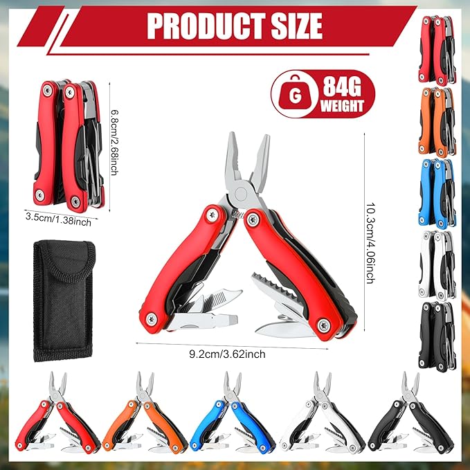5 Pack Mini Multi Tool Bulk Birthday Gifts for Men Him Dad Boyfriend Stocking Stuffers Small Multitool Fishing Pocket Knife for Men Camping Survival Computer Bike Gadgets 5 Colors