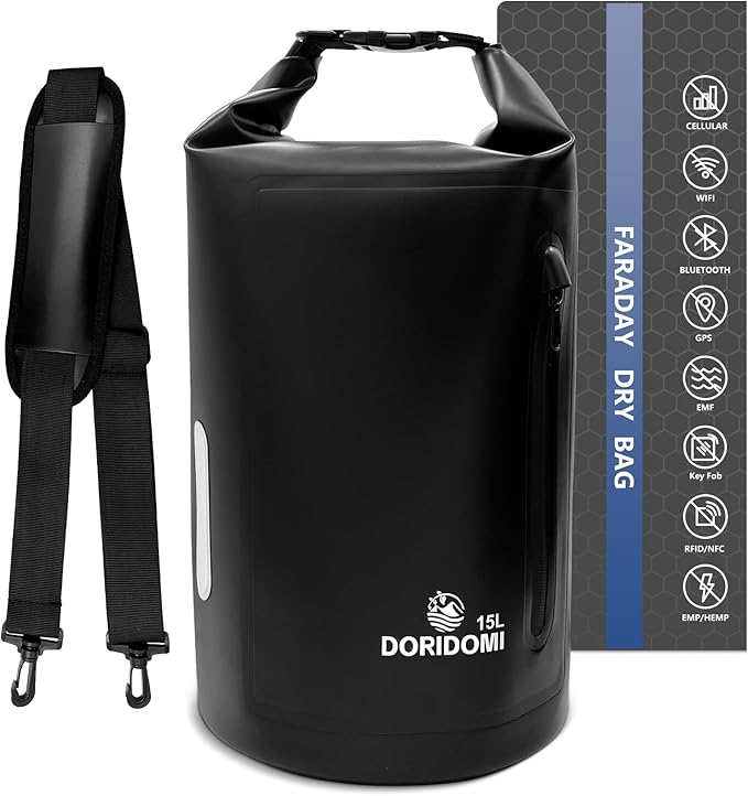 Faraday Bags EMP Proof Bag - 15L Black Waterproof Faraday Backpack with Front Pocket &amp Padded Strap EMP Bags Faraday Bag for Generator and Laptops Electronics  RFID Signal Blocker for Data Secu